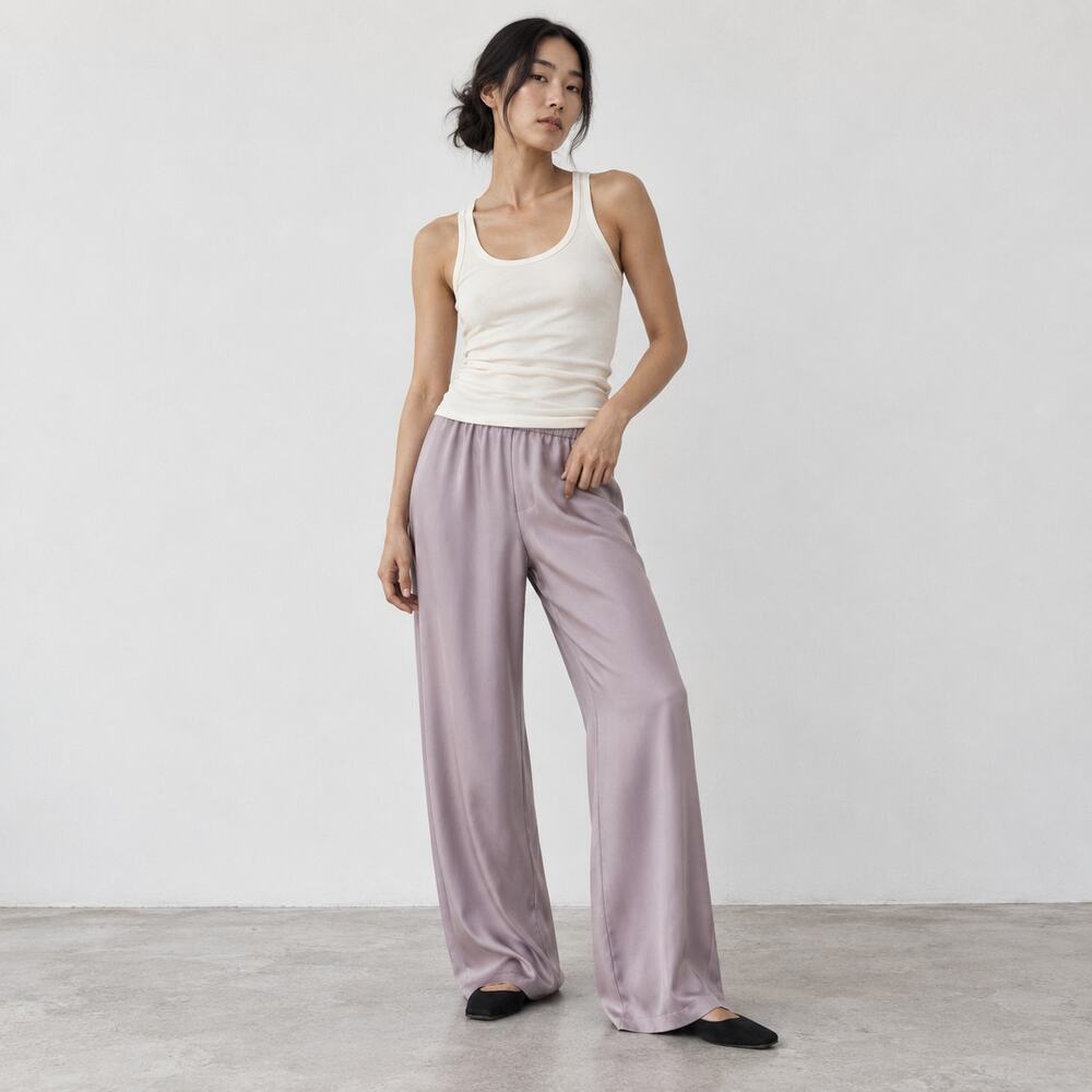 Comme Si Bias Silk Pants In Mauve Womens Luxury Relaxed Tailored Designer NWT